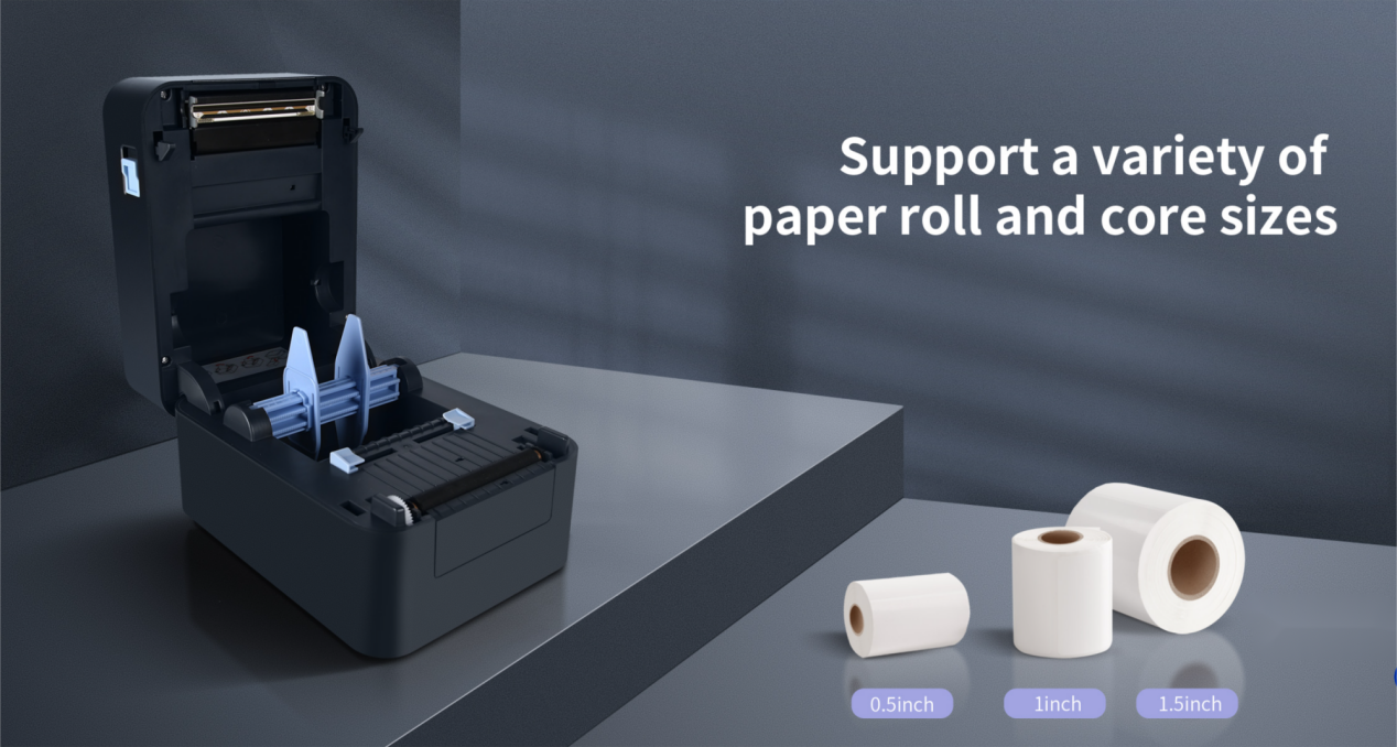 बैज लेबल प्रिंटर SP320 कागज रोल के विविध आकार समर्थित करता है.png